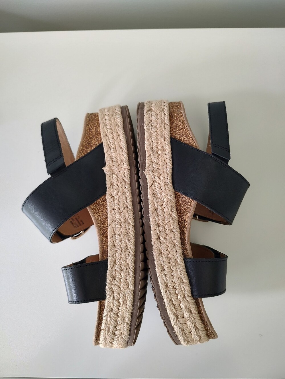 Aetrex Vania Black Leather Arch Support Espadrille Platform Wedge Sandal Size 7 - Picture 3 of 11